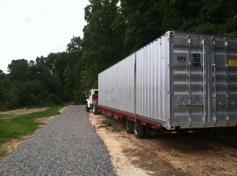 Container on flatbed